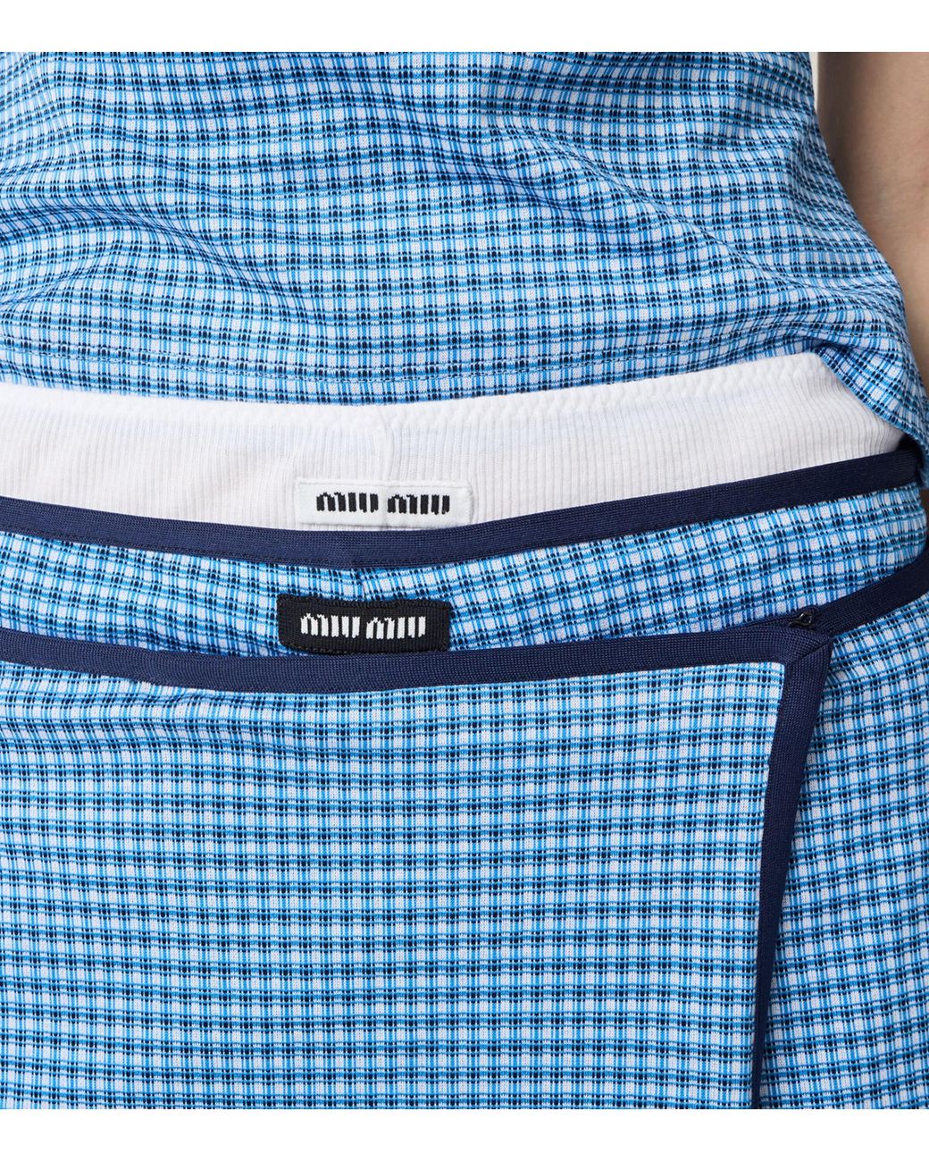 Miu Miu Blue Jersey Wrap-Around Mini Skirt
