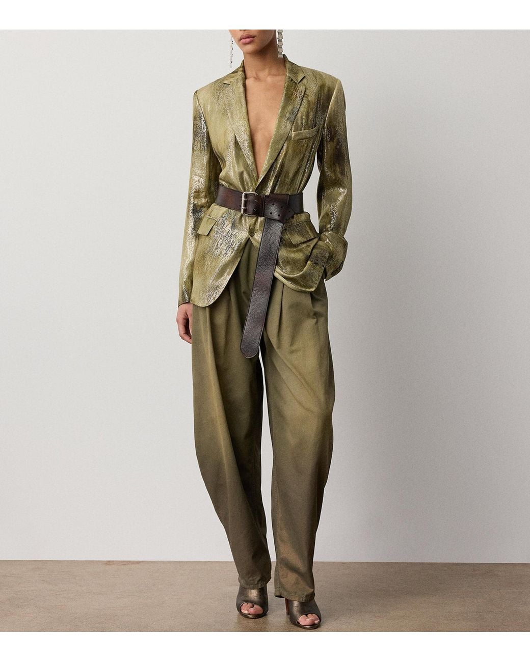 Ralph Lauren Green Silk-Blend Marcy Blazer