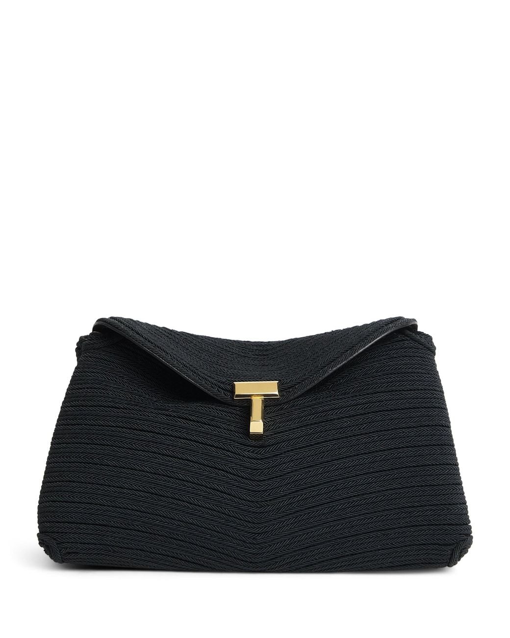 Totême Black Mini Woven Clutch Bag