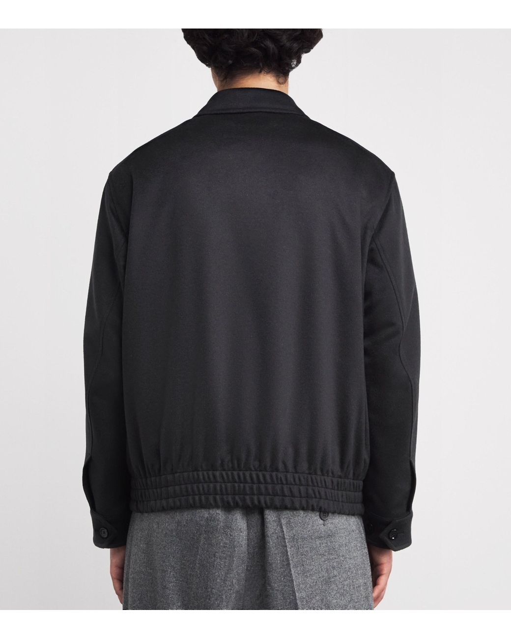 Lardini Black Cashmere-Wool Bomber Jacket for men