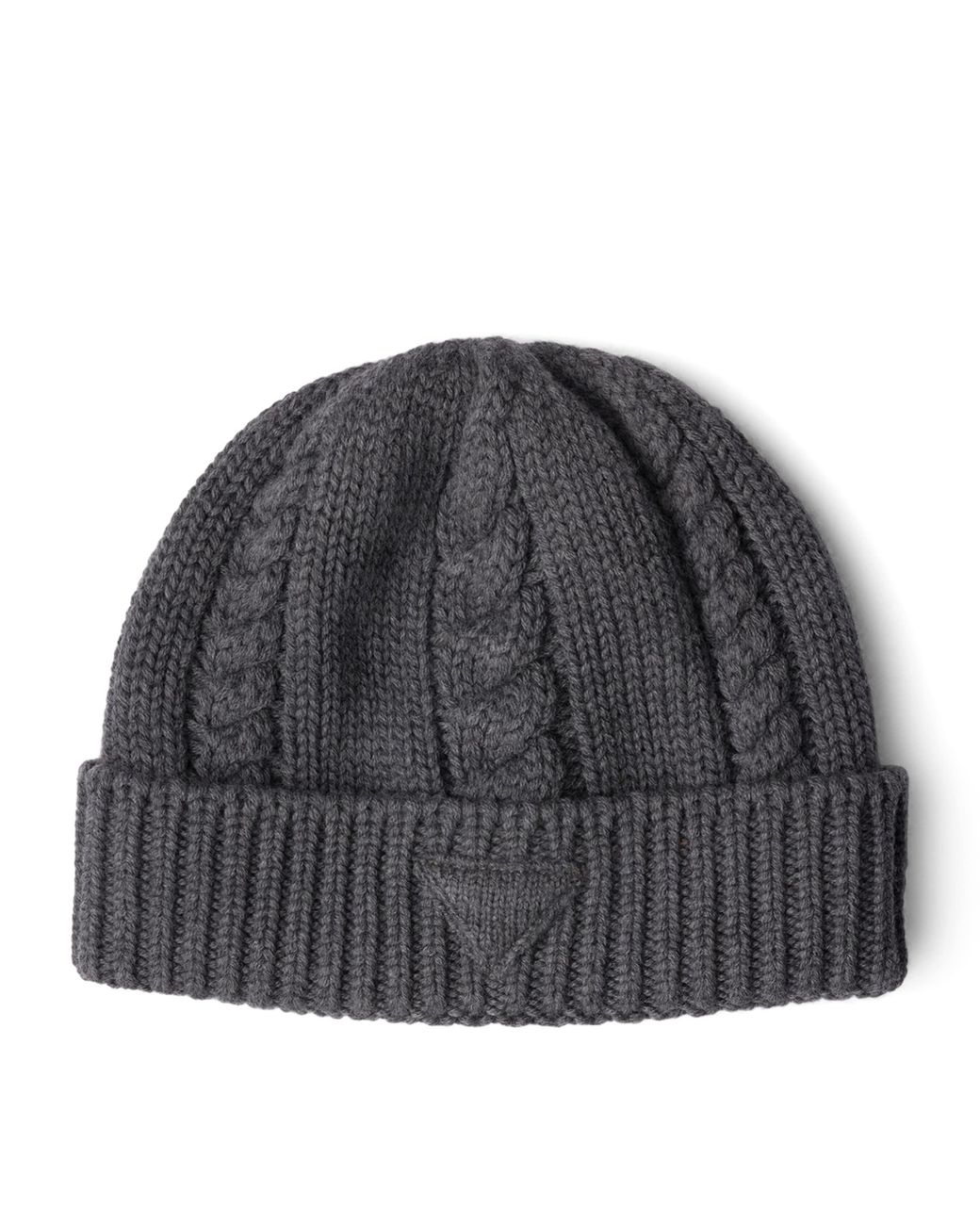Prada Gray Virgin Wool Triangle Beanie