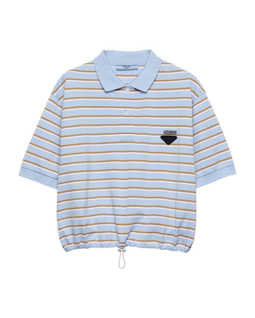 Prada Blue Stripe Cropped Polo Shirt
