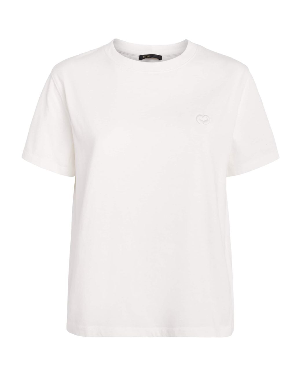 Maje White Cotton Embroidered Logo T-Shirt