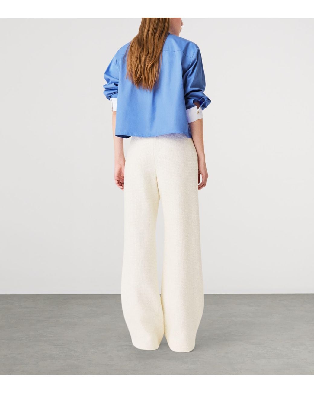 Maje White Tweed Wide-Leg Trousers