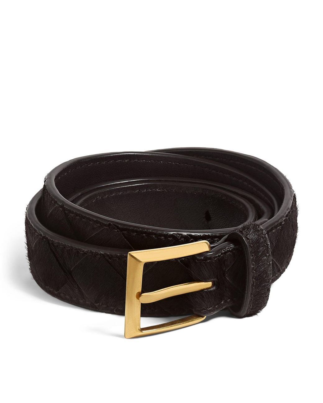 Bottega Veneta Black Pony Hair Solo Belt
