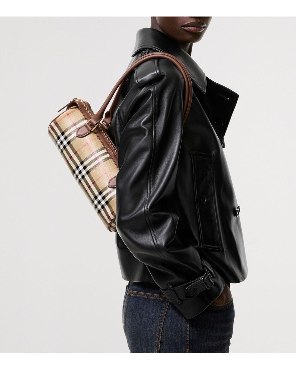 Burberry Metallic Mini Check Barrel Bag