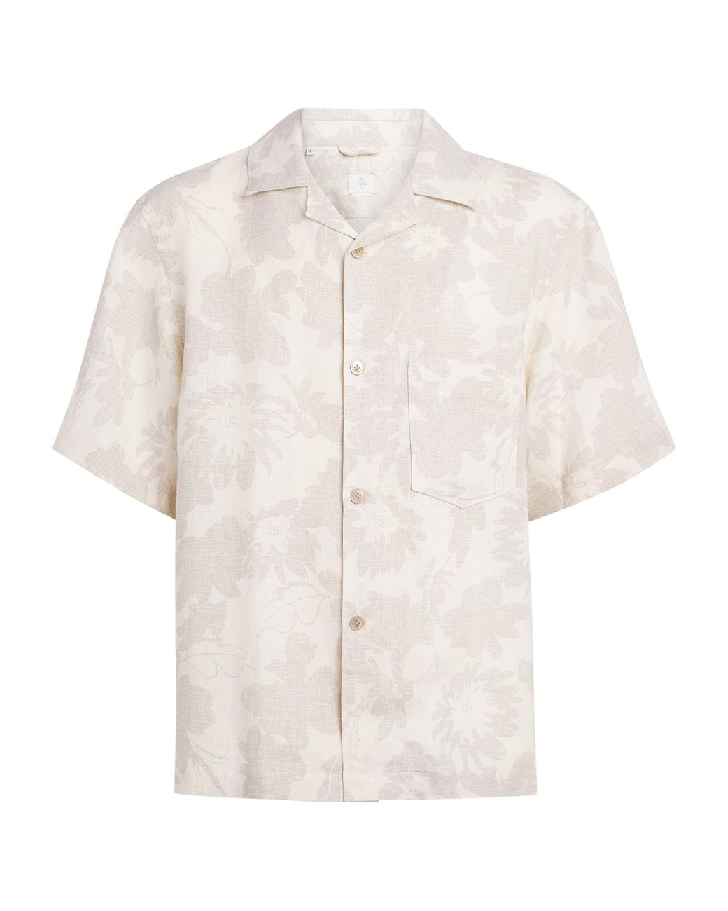 Eleventy White Linen Printed Bowling Overshirt for men