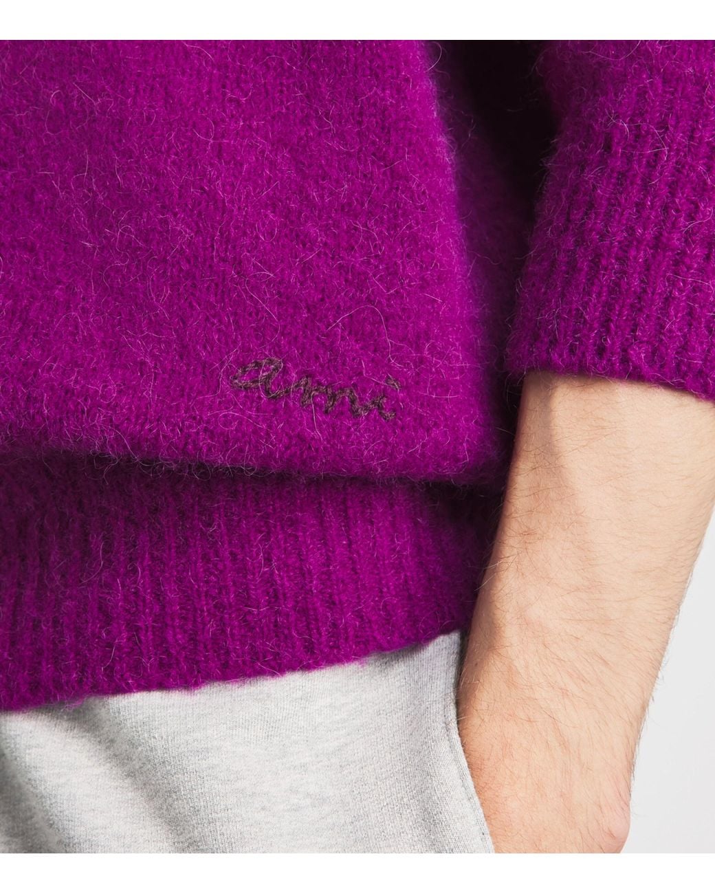 AMI Purple Knitted Polo Sweater for men