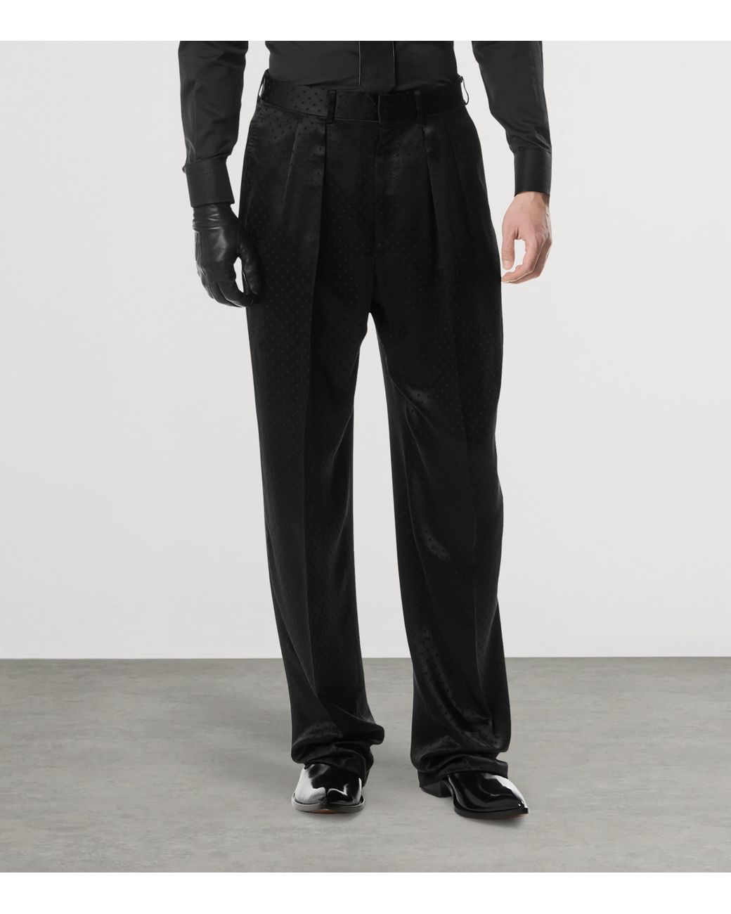 Tom Ford Black Silk-Blend Wide-Leg Trousers for men