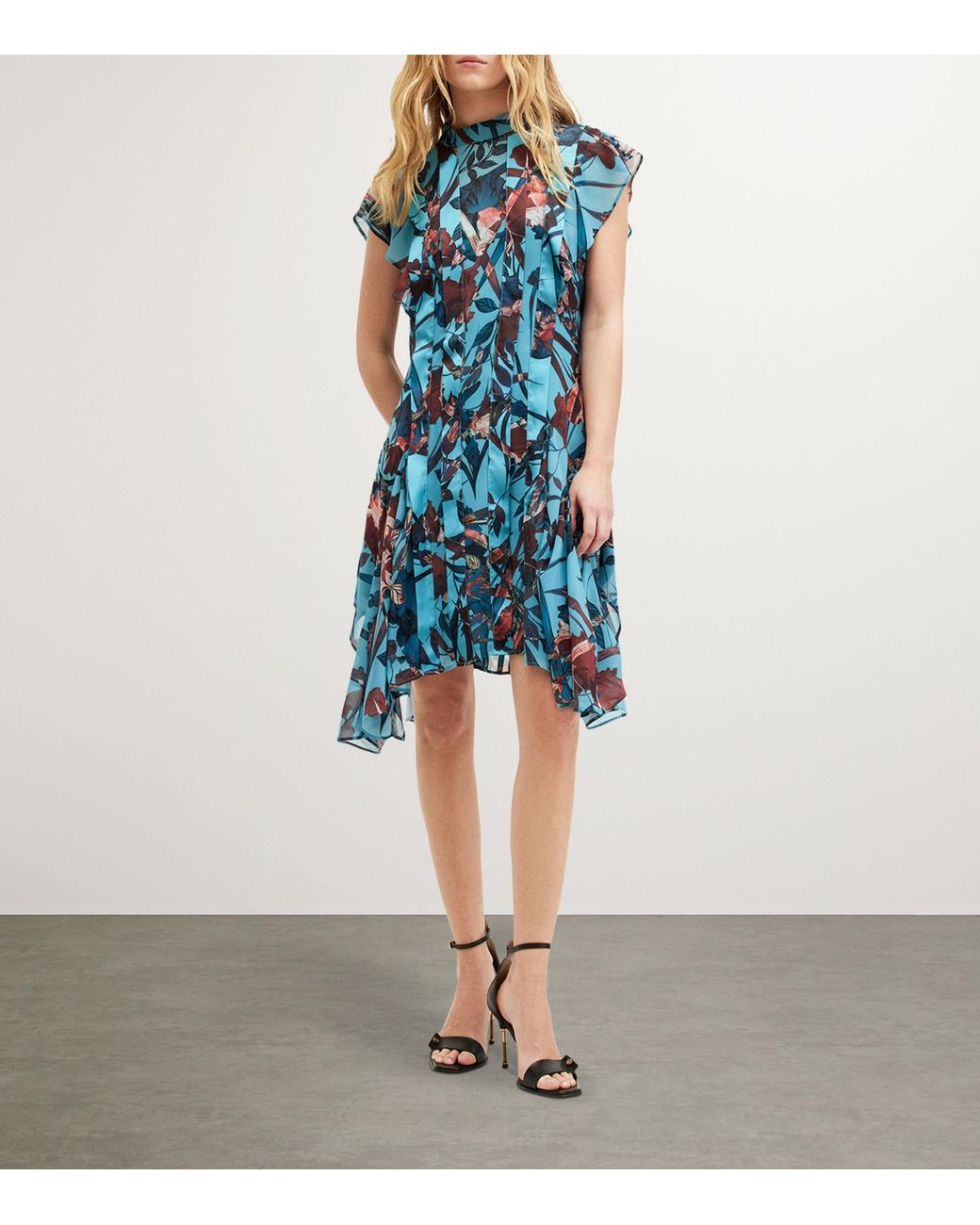 all saints blue floral dress All Saints Alexia Kuroyuri silk dress / beautiful