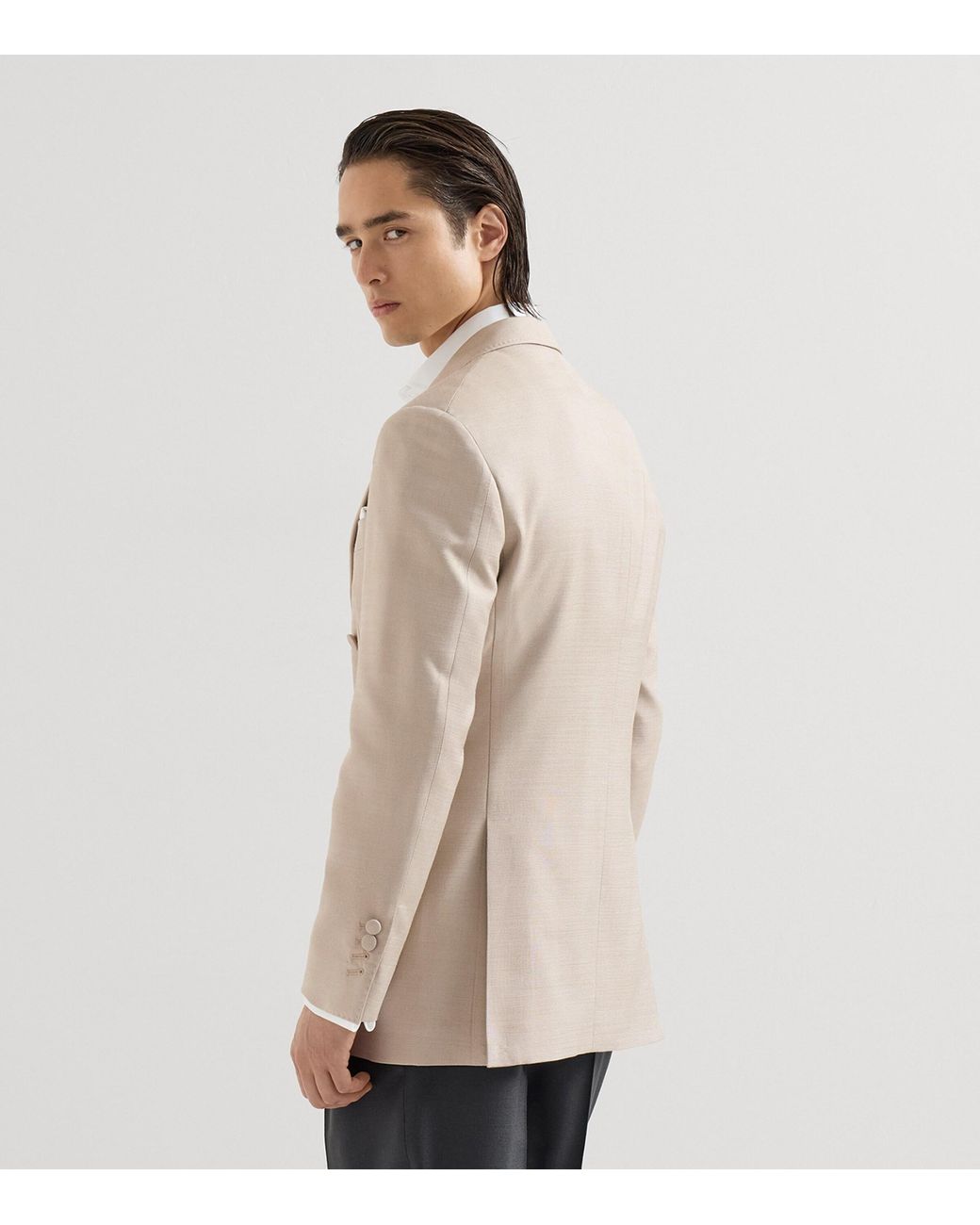 Brunello Cucinelli Natural Silk One-And-A-Half-Breasted Blazer for men