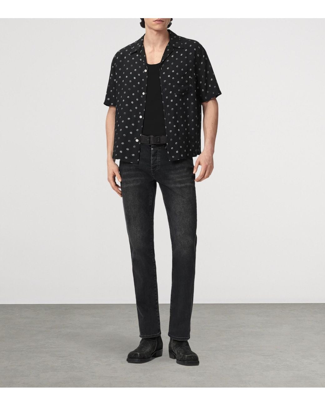 AllSaints Black Polka Dot Upton Shirt for men