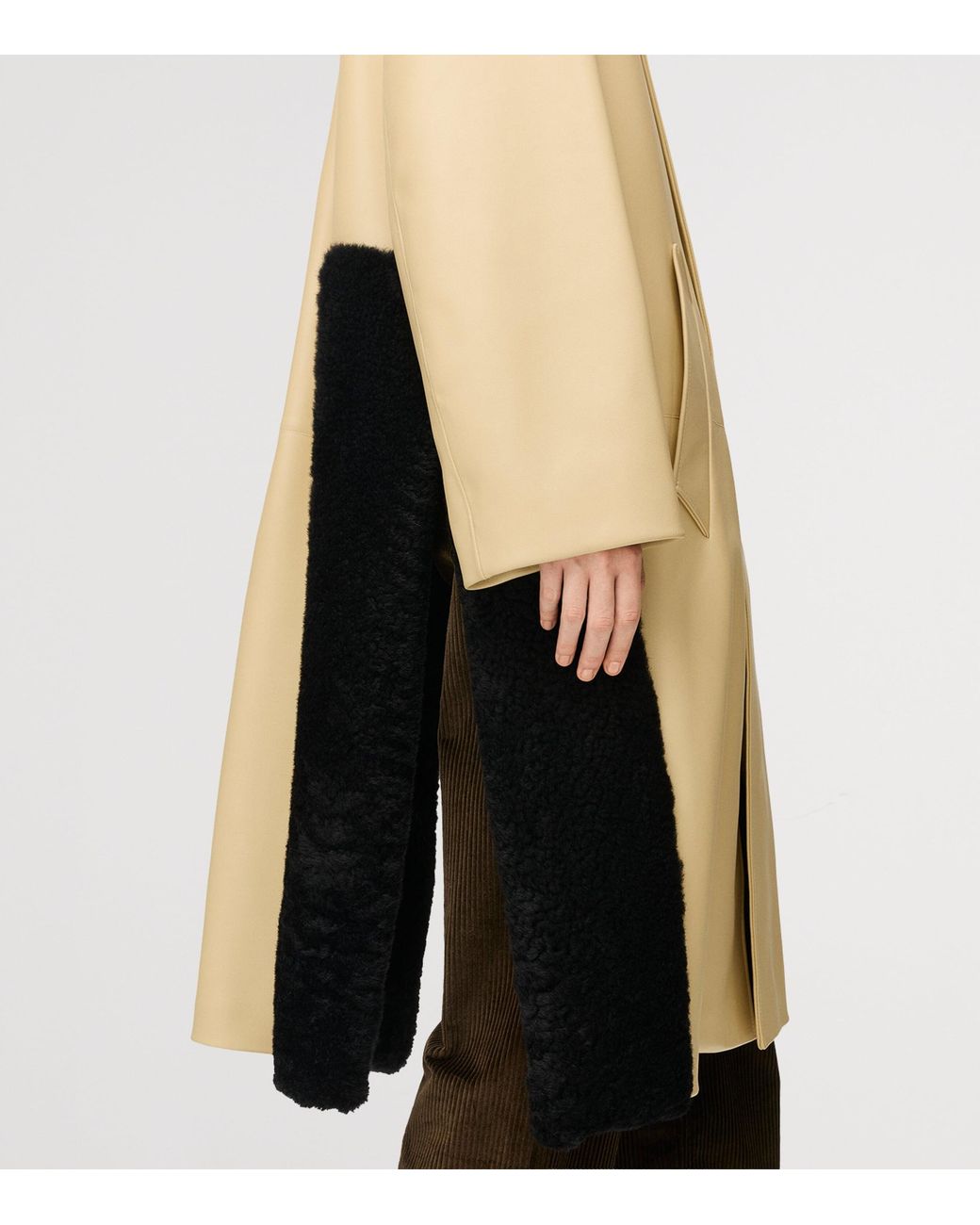 Loewe Natural Nappa Lambskin Shearling-Trim Coat