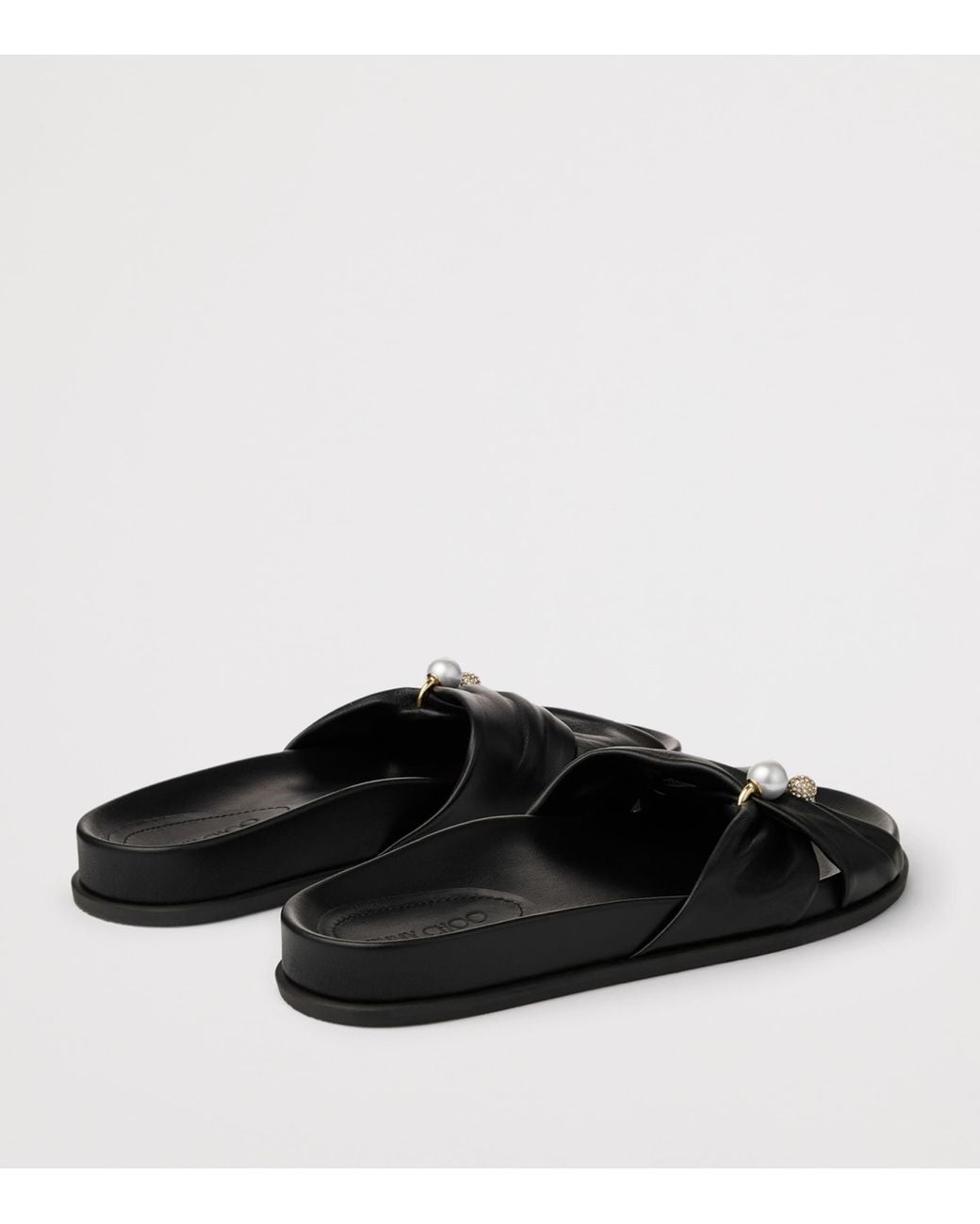 Jimmy Choo Black Rafi Leather Flat Sandals