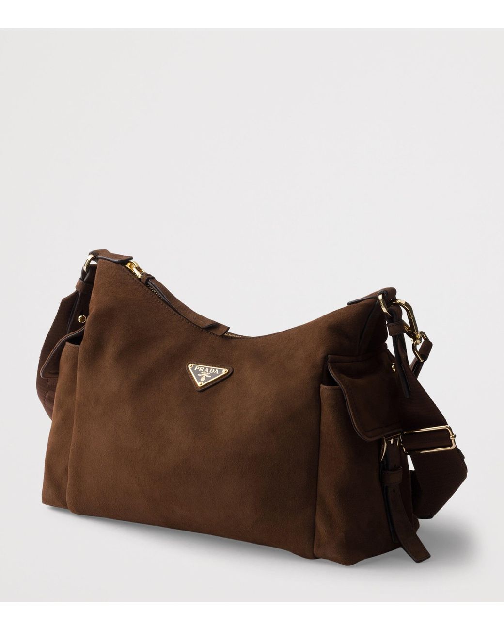 Prada Brown Large Suede Explore Shoulder Bag