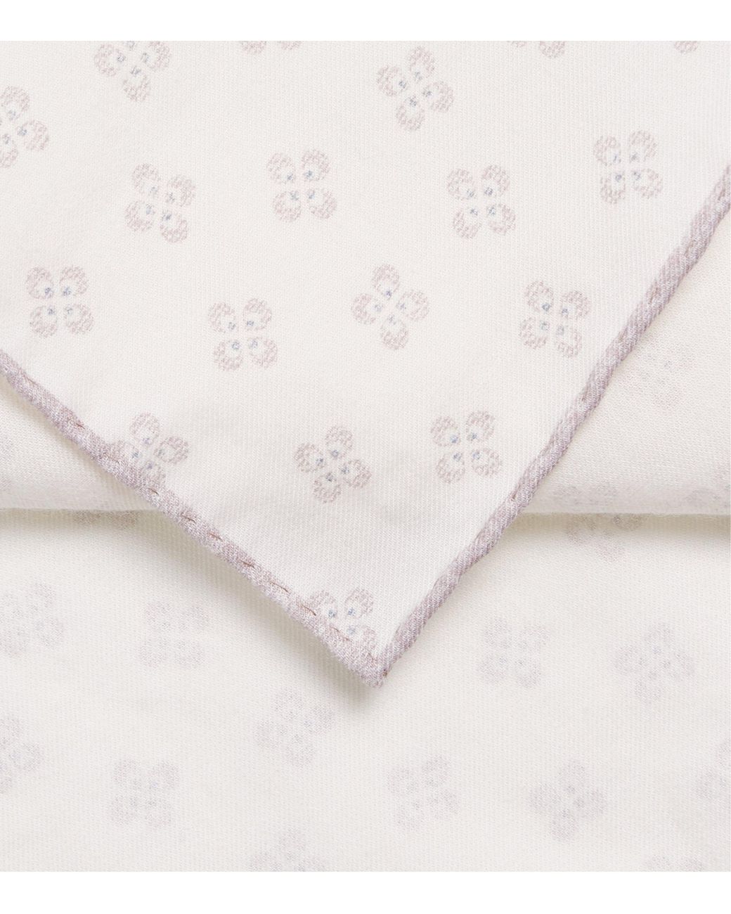 Eleventy White Cotton-Wool Printed Pocket Square for men
