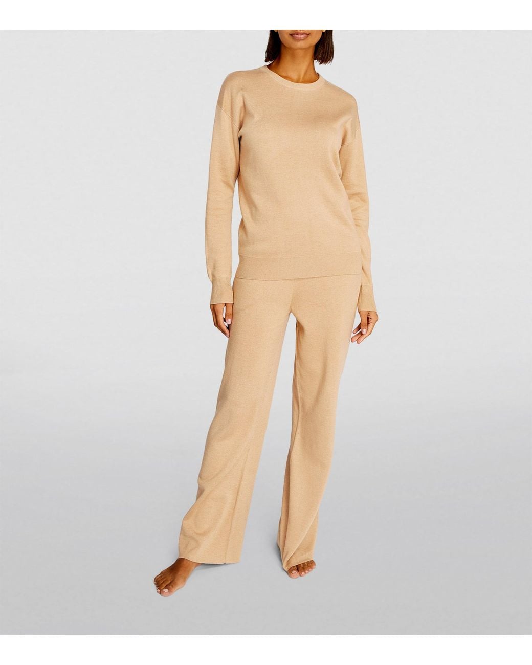 Olivia Von Halle Natural Silk-Cashmere Carmel Tracksuit