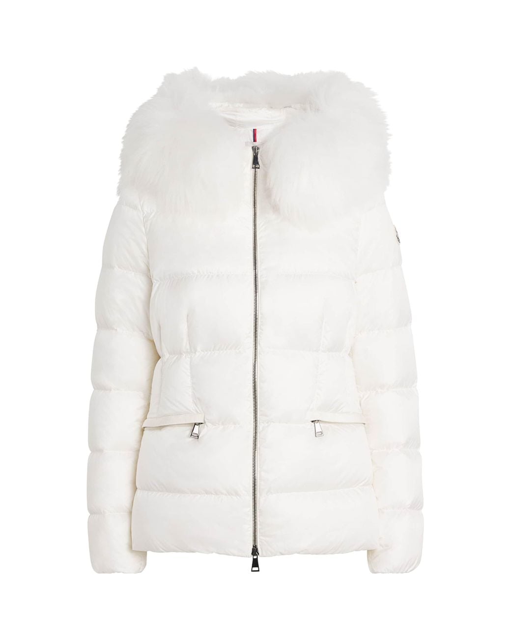 Moncler White Shearling-Trim Boed Puffer Jacket