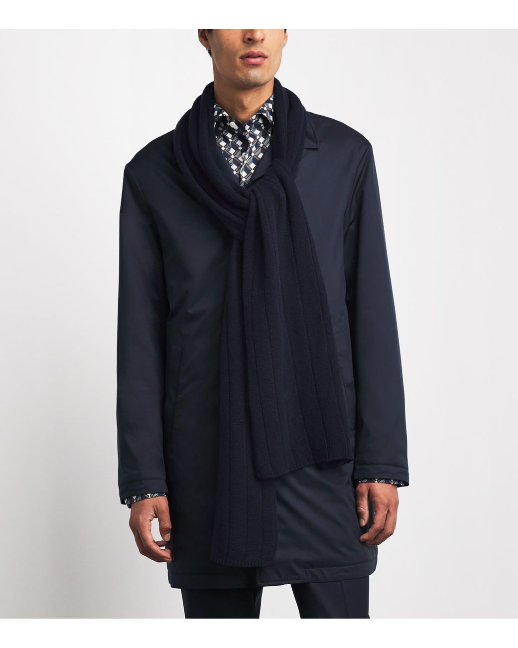 Paul & Shark Blue Ribbed Scarf for men