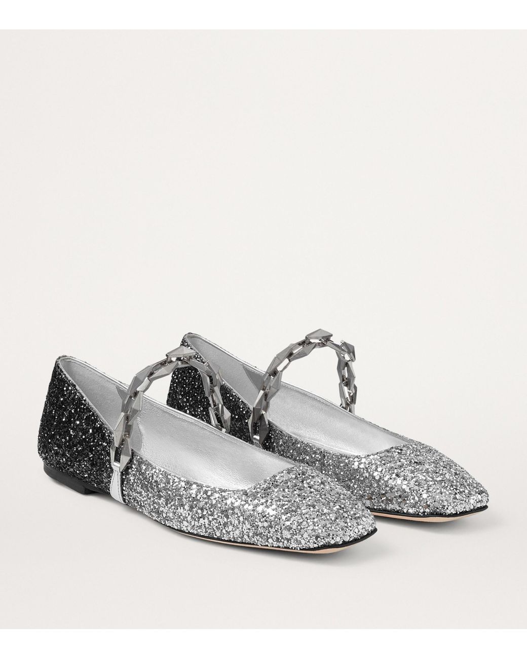 Jimmy Choo Diamond Tilda Glitter Ballet Flats in Black | Lyst
