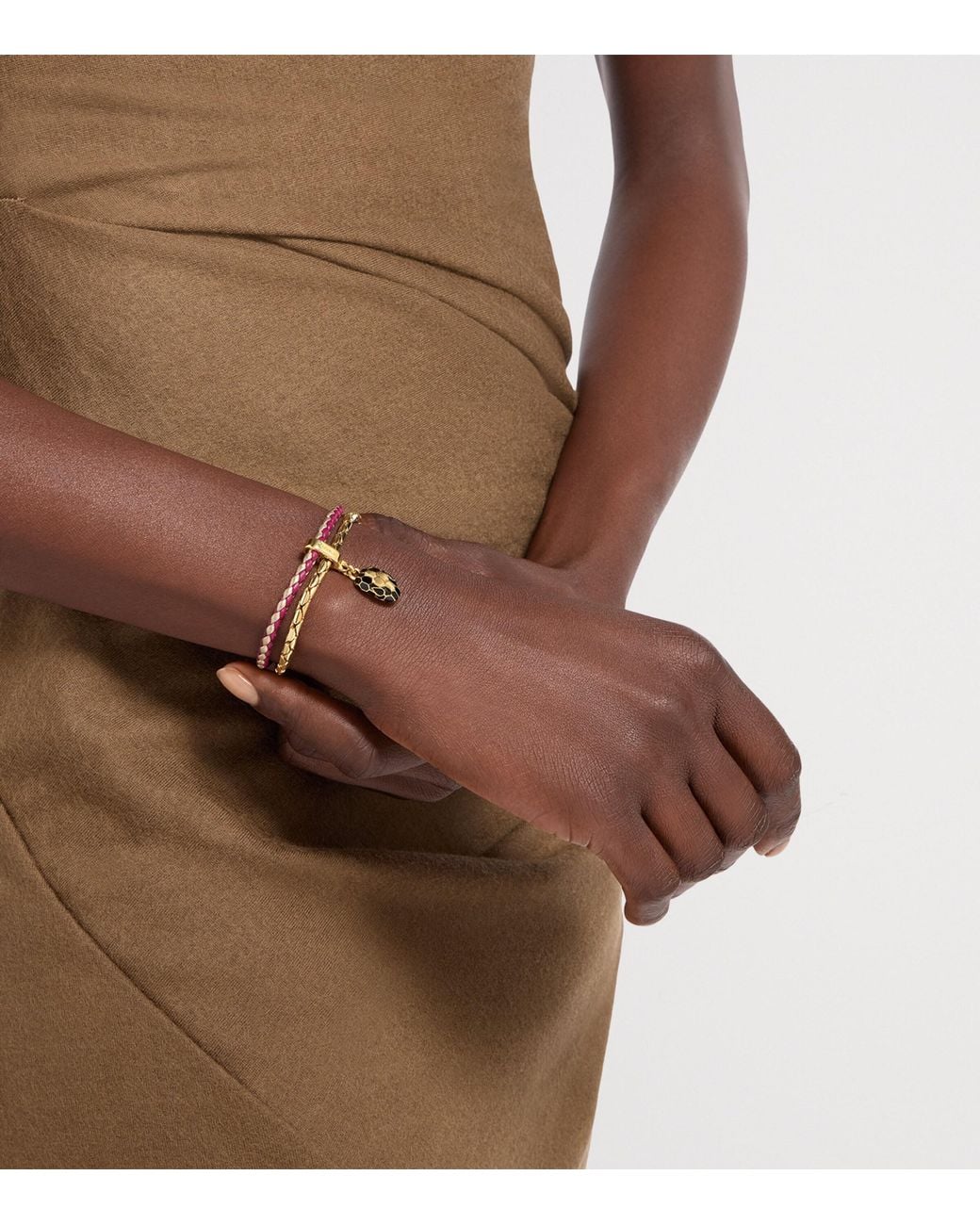 BVLGARI Metallic Leather Serpenti Forever Bracelet