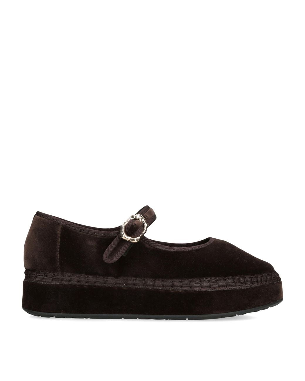 Flabelus Black Velvet Double Mary Jane Flats