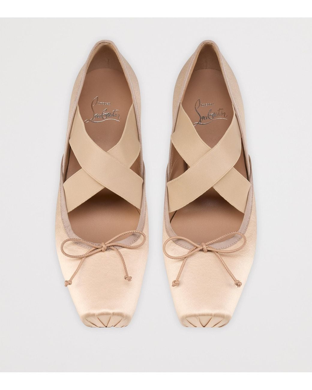 Christian Louboutin Natural Cassiasticina Satin Ballet Flats