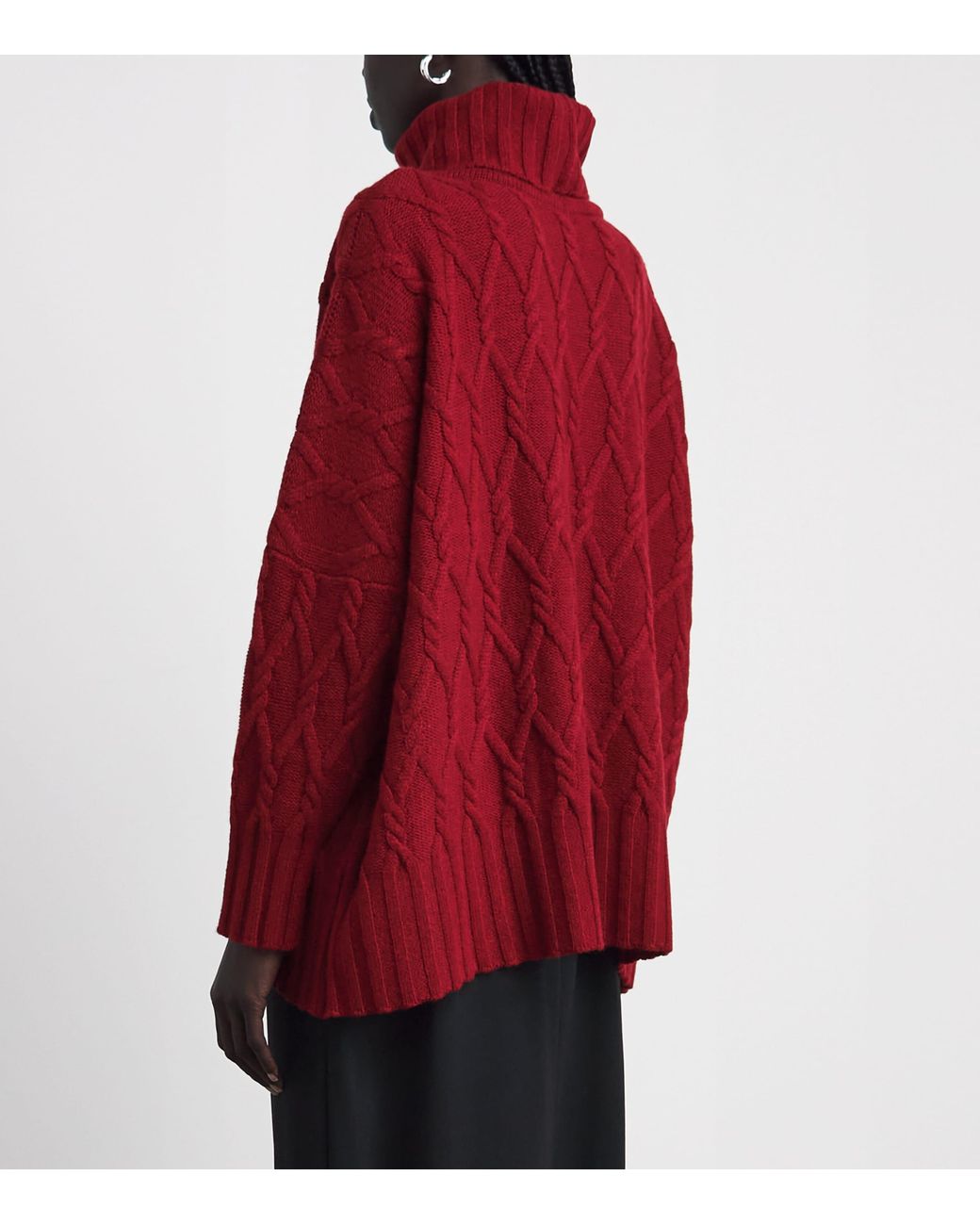 Eskandar Red Cashmere Cable-Knit Rollneck Sweater