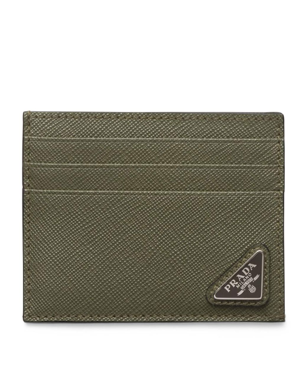 Prada Green Saffiano Leather Credit Card Holder for men