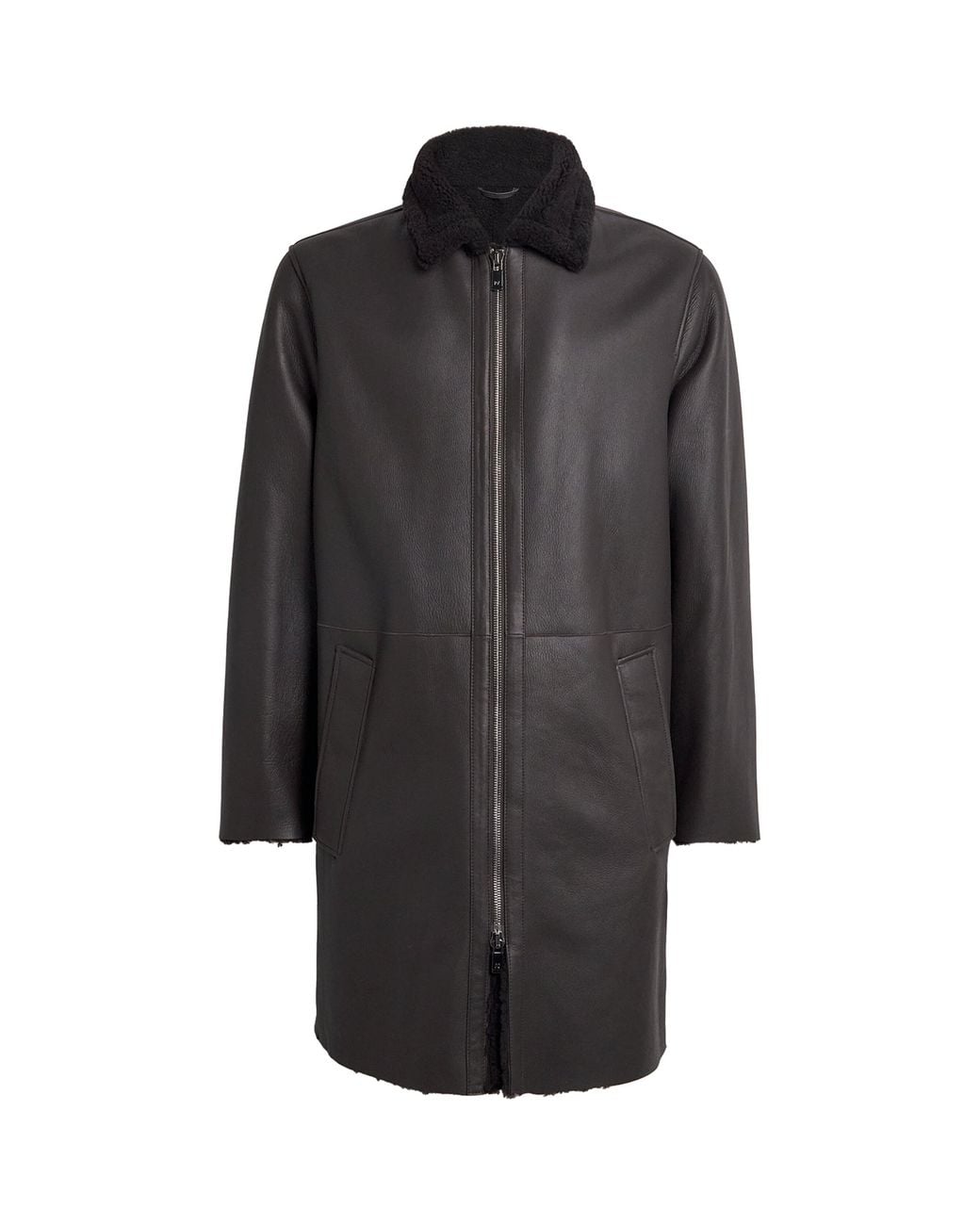 Pal Zileri Gray Lamb Shearling Long Coat for men