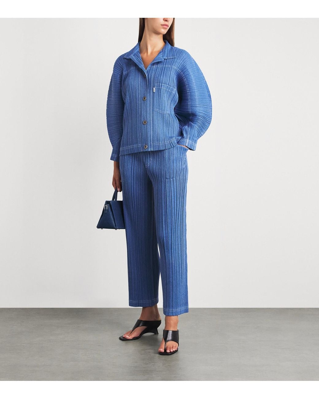 Pleats Please Issey Miyake Blue Cotton Denim Trousers