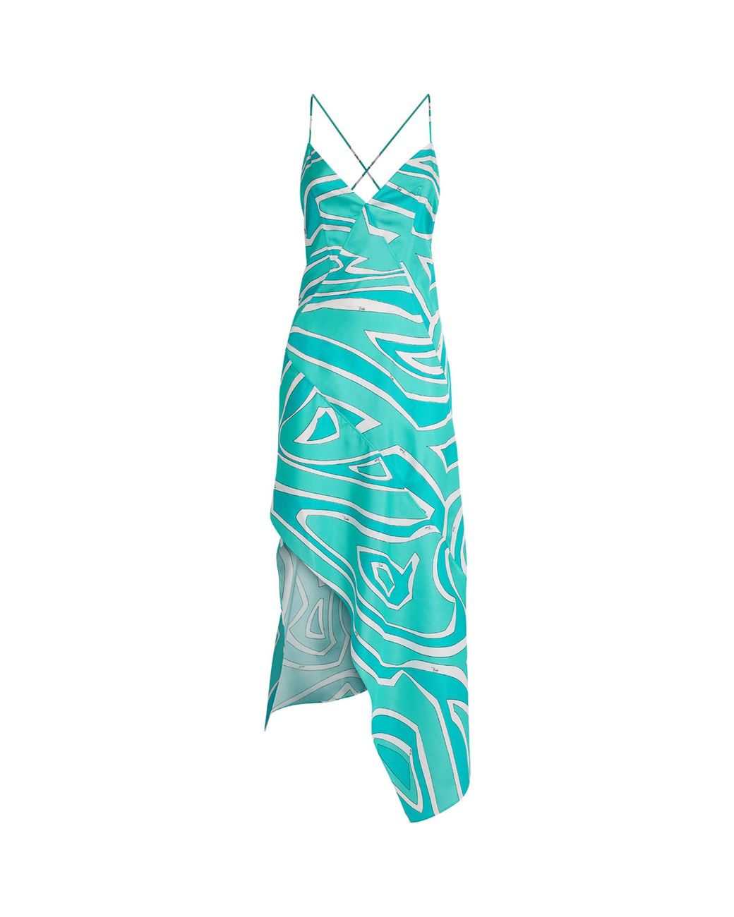 Emilio Pucci Blue Silk Labirinto Print Midi Dress