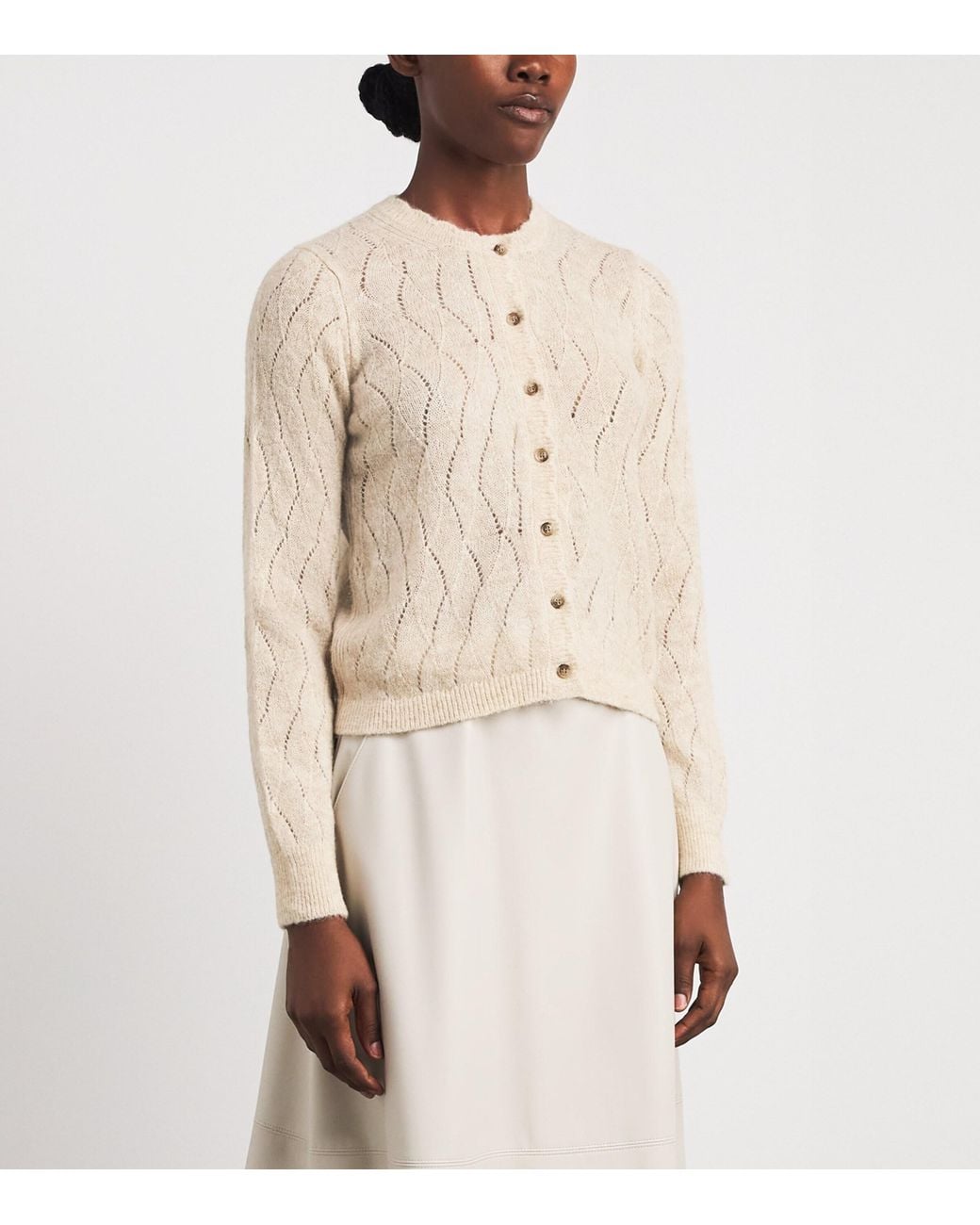 ME+EM Natural Pointelle Knit Cardigan