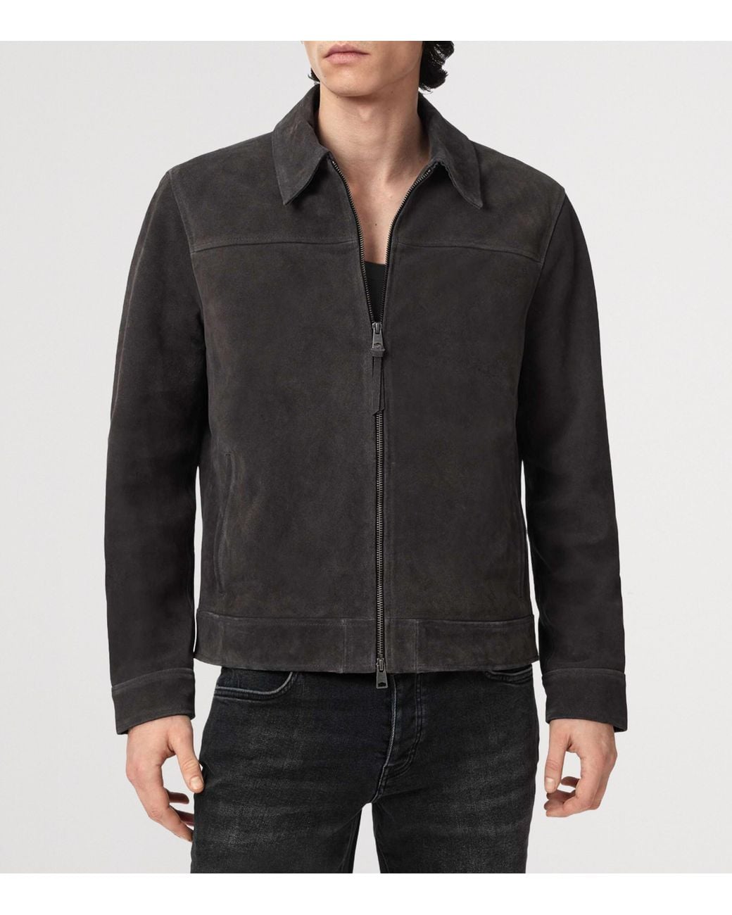 AllSaints Black Suede Rhone Jacket for men