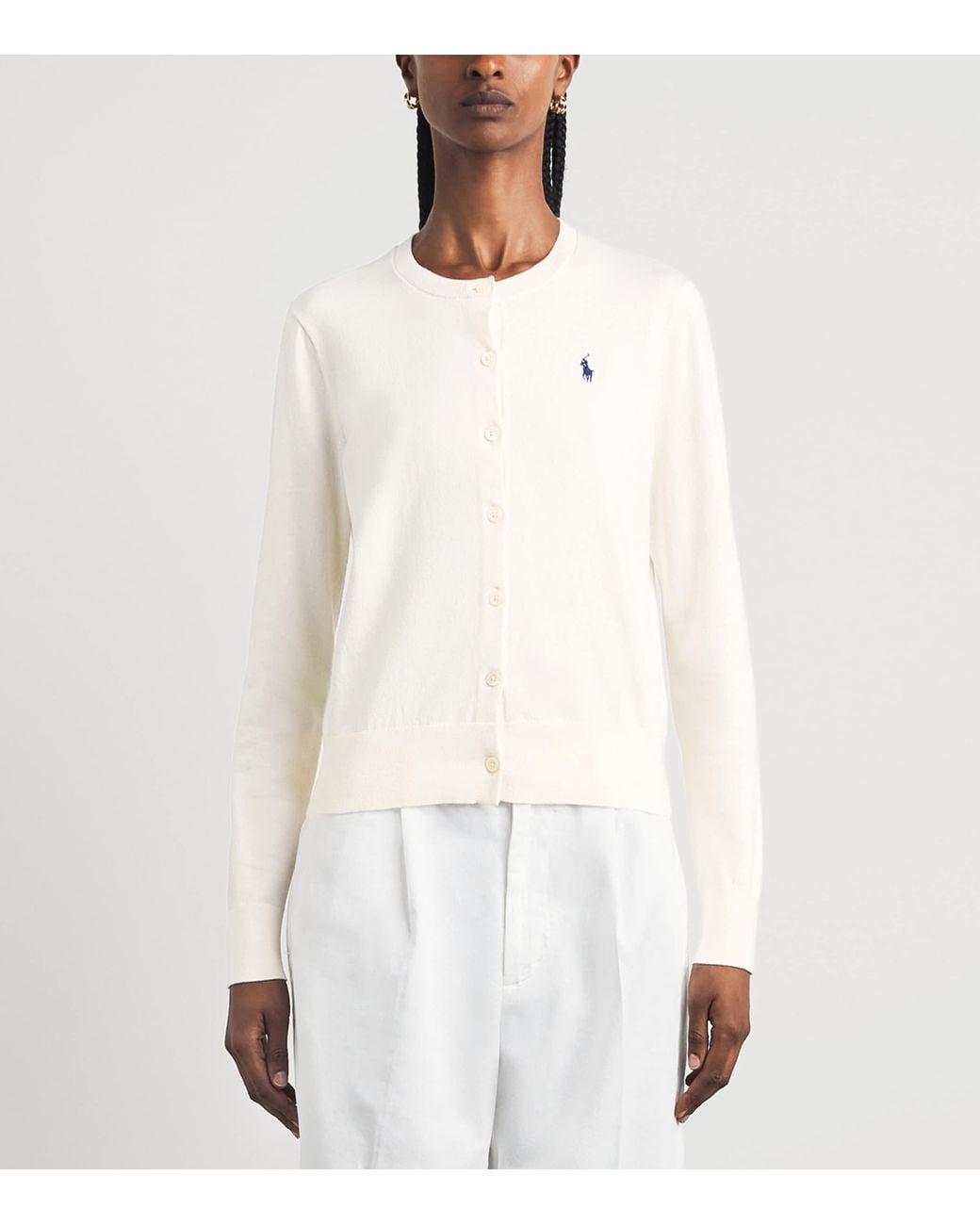 Polo Ralph Lauren White Pima Cotton Polo Pony Cardigan