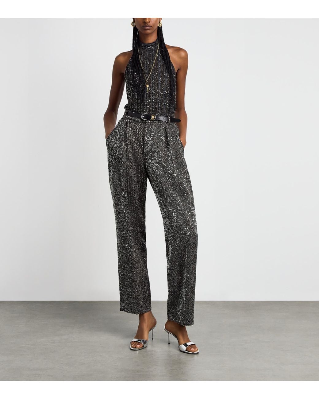 Missoni Gray Metallic Straight Trousers