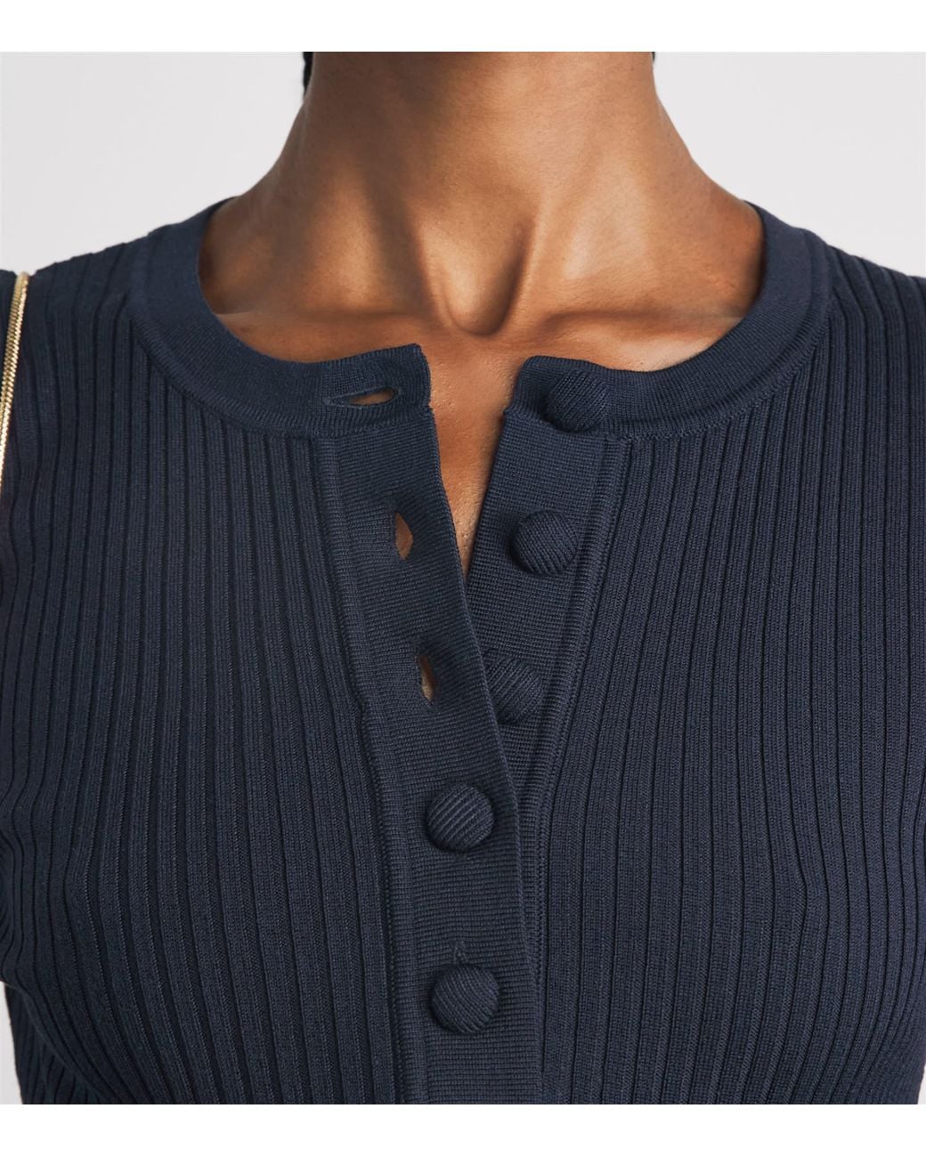 Sandro Blue Rib-Knit Short-Sleeve Sweater
