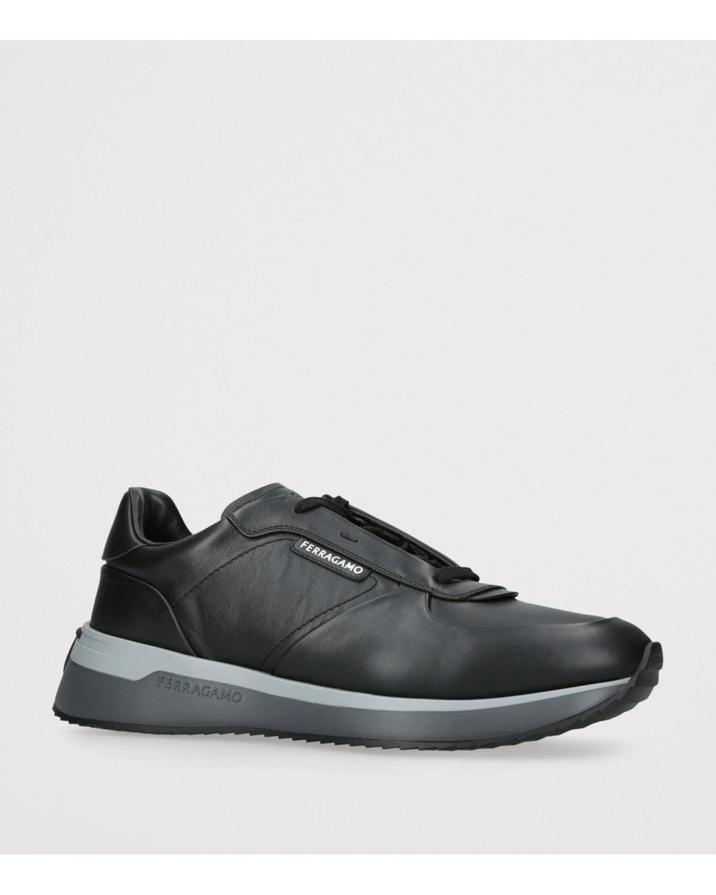 Ferragamo Black Leather Low-Top Sneakers for men