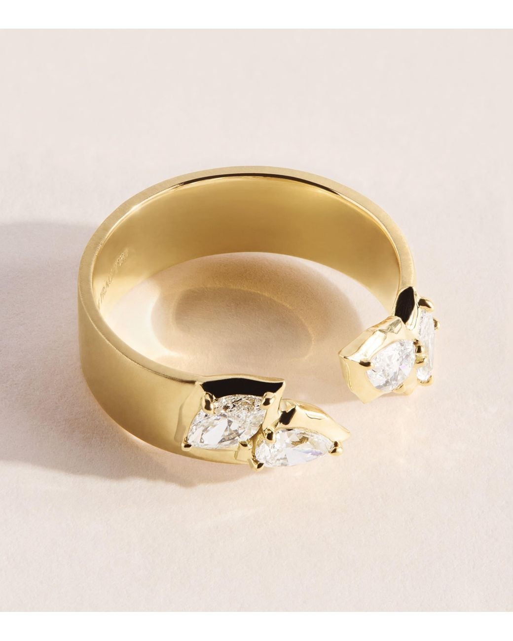 Jade Trau Natural And Diamond Poppy Open Band Ring
