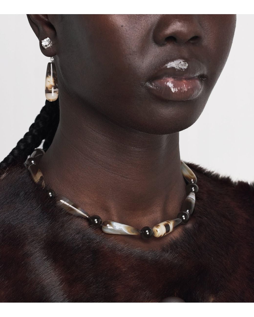 COMPLETEDWORKS Natural Cubic Zirconia And Banded Agate Drop Earrings