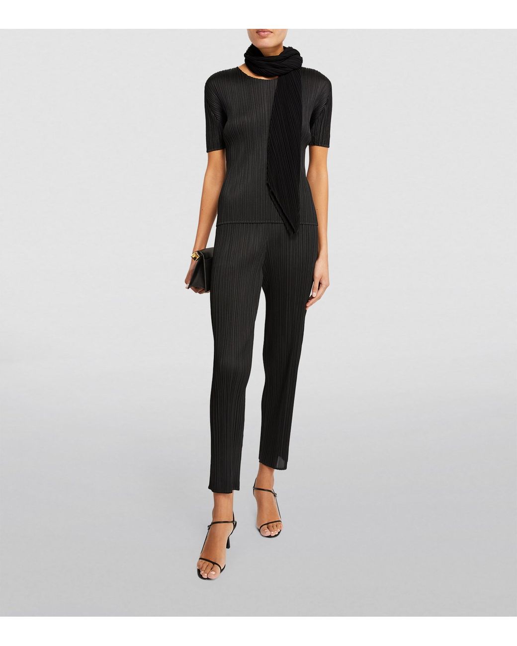Pleats Please Issey Miyake Black Pleated Scarf
