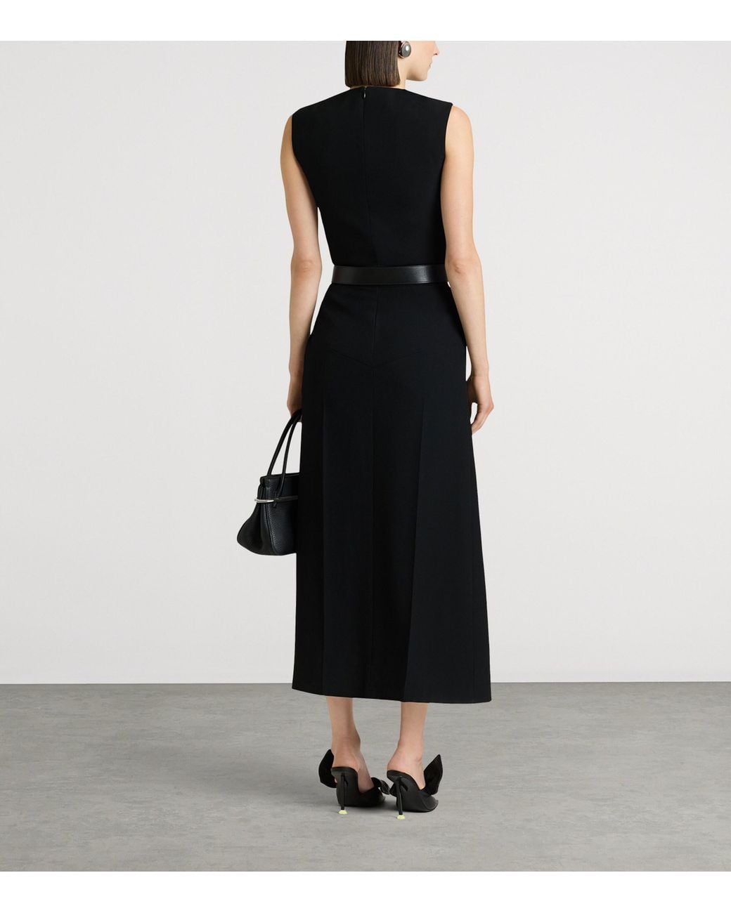 Givenchy Black Wool Sliced Midi Dress