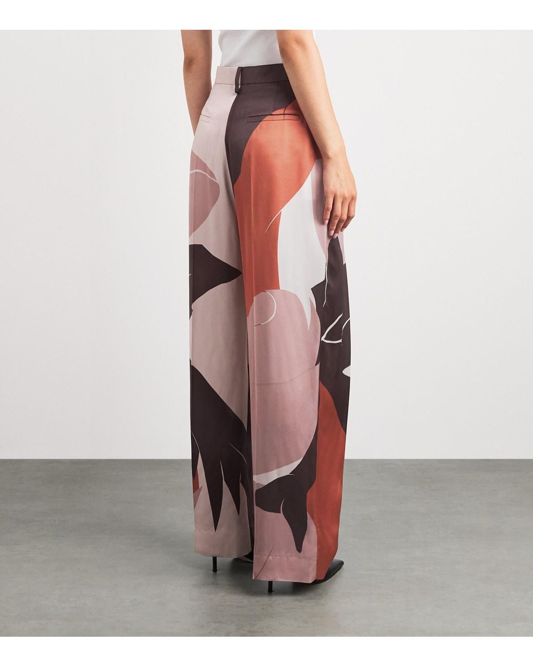 Victoria Beckham Red Satin Cecilia Wide-Leg Trousers