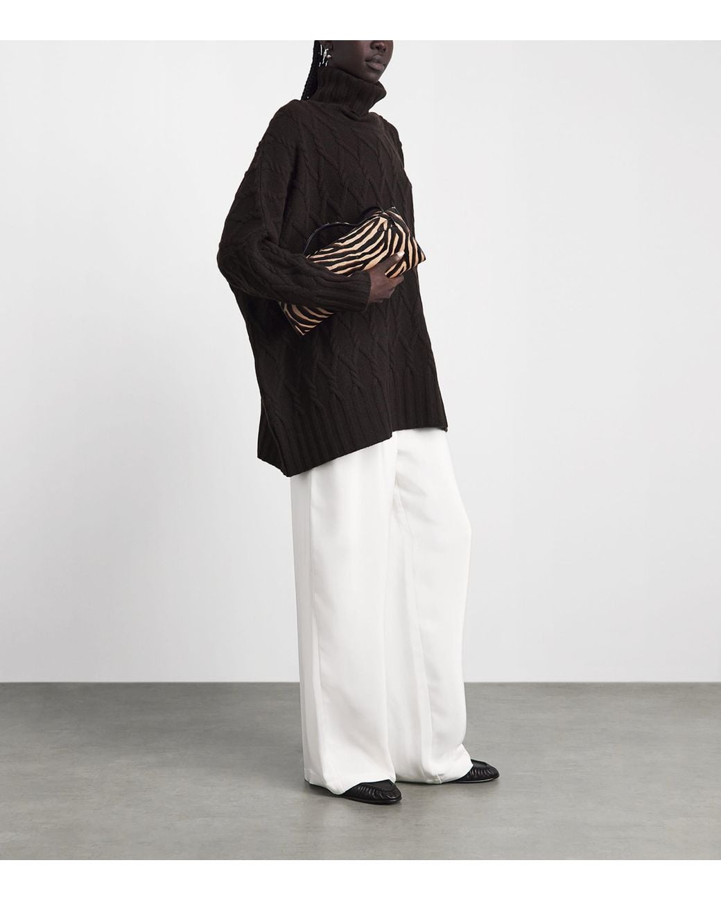Eskandar Black Cashmere Cable-Knit Rollneck Sweater