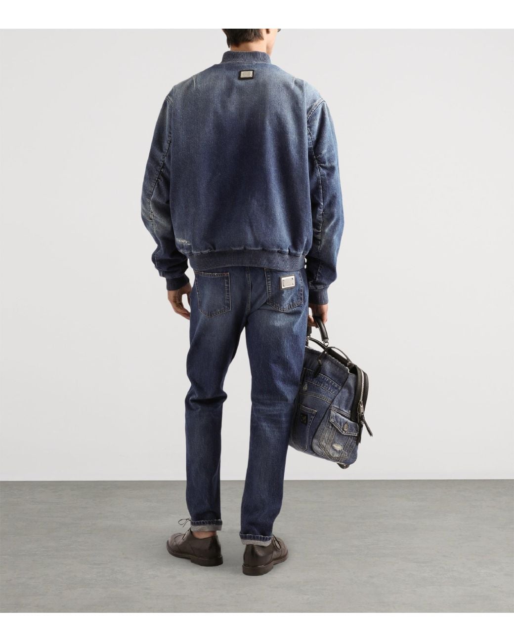 Dolce & Gabbana Blue Denim Bomber Jacket for men