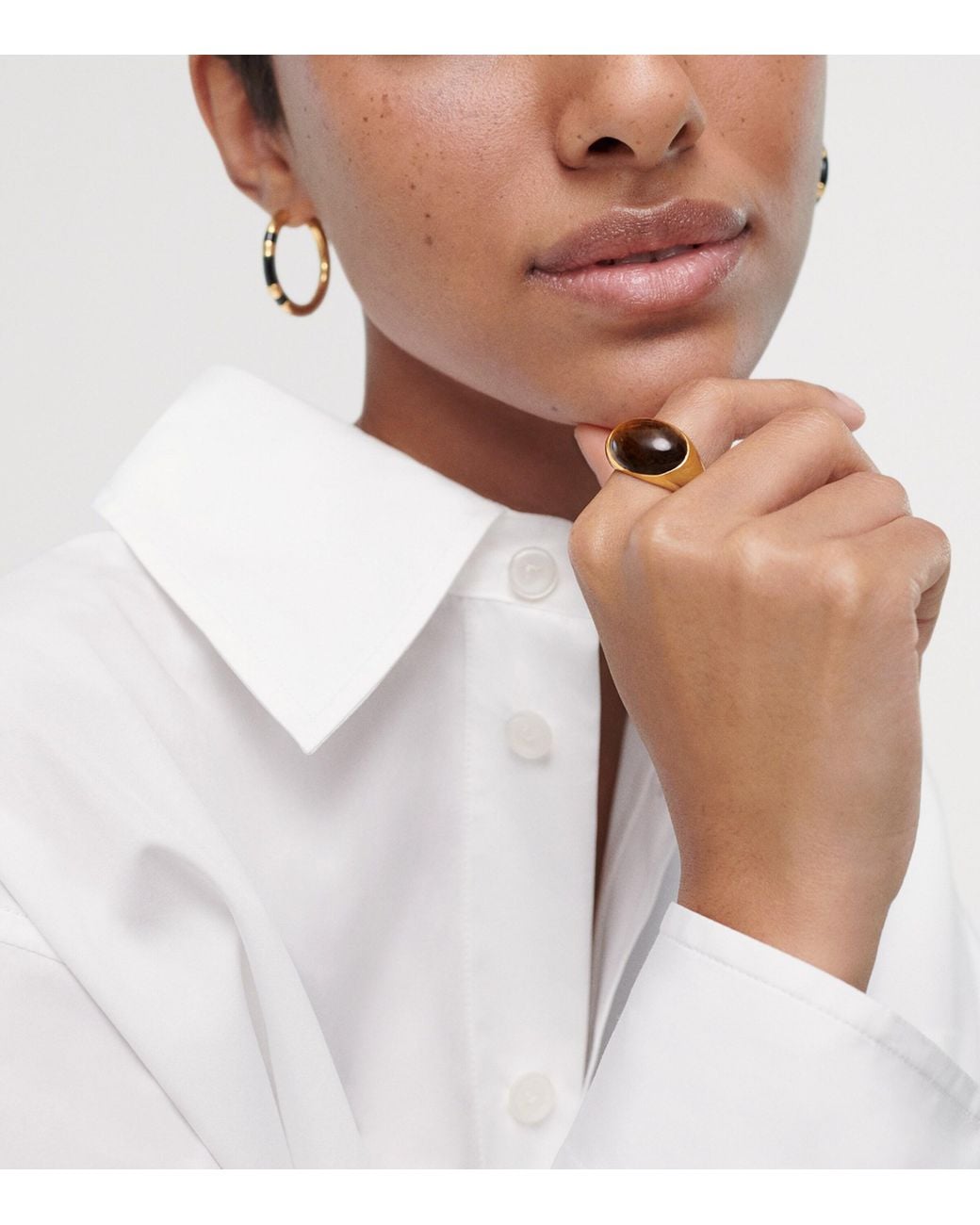 Monica Vinader Orange X Kate Young Vermeil And Tiger's Eye Ring