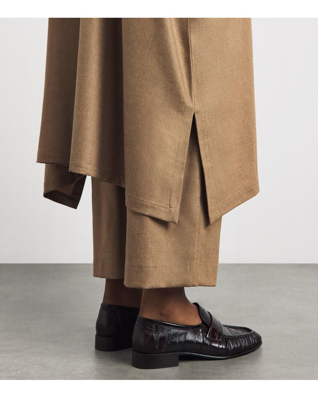 Eskandar Natural Wool-Blend Midi Shirt Dress