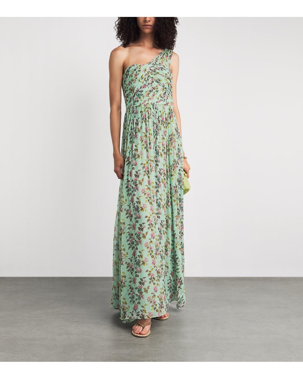 Ulla Johnson Green Silk One-Shoulder Aureline Gown