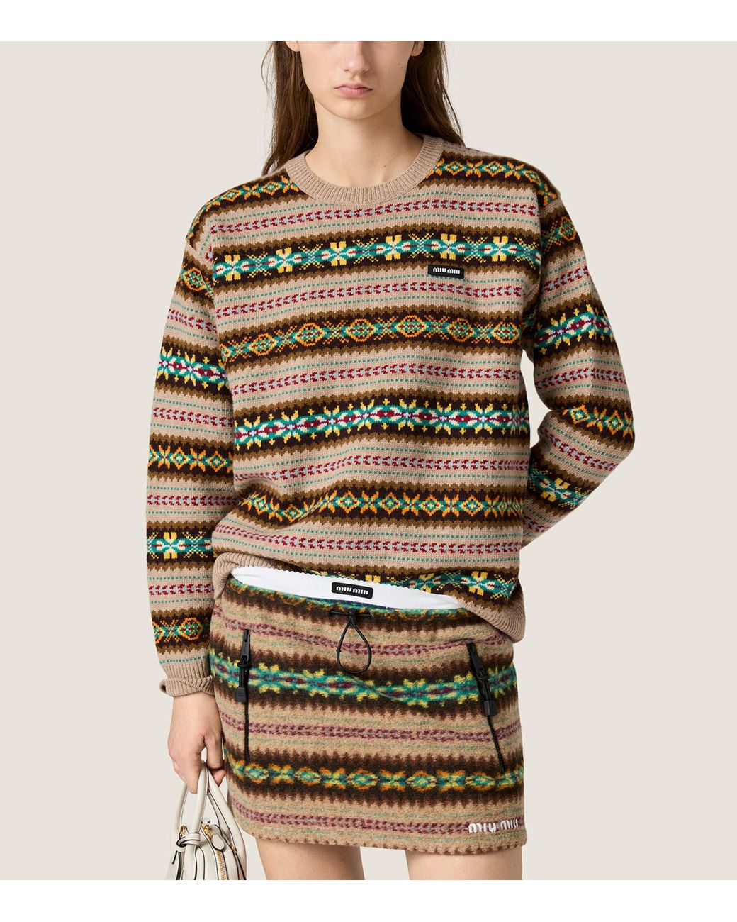 Miu Miu Green Virgin Wool Fair Isle Sweater
