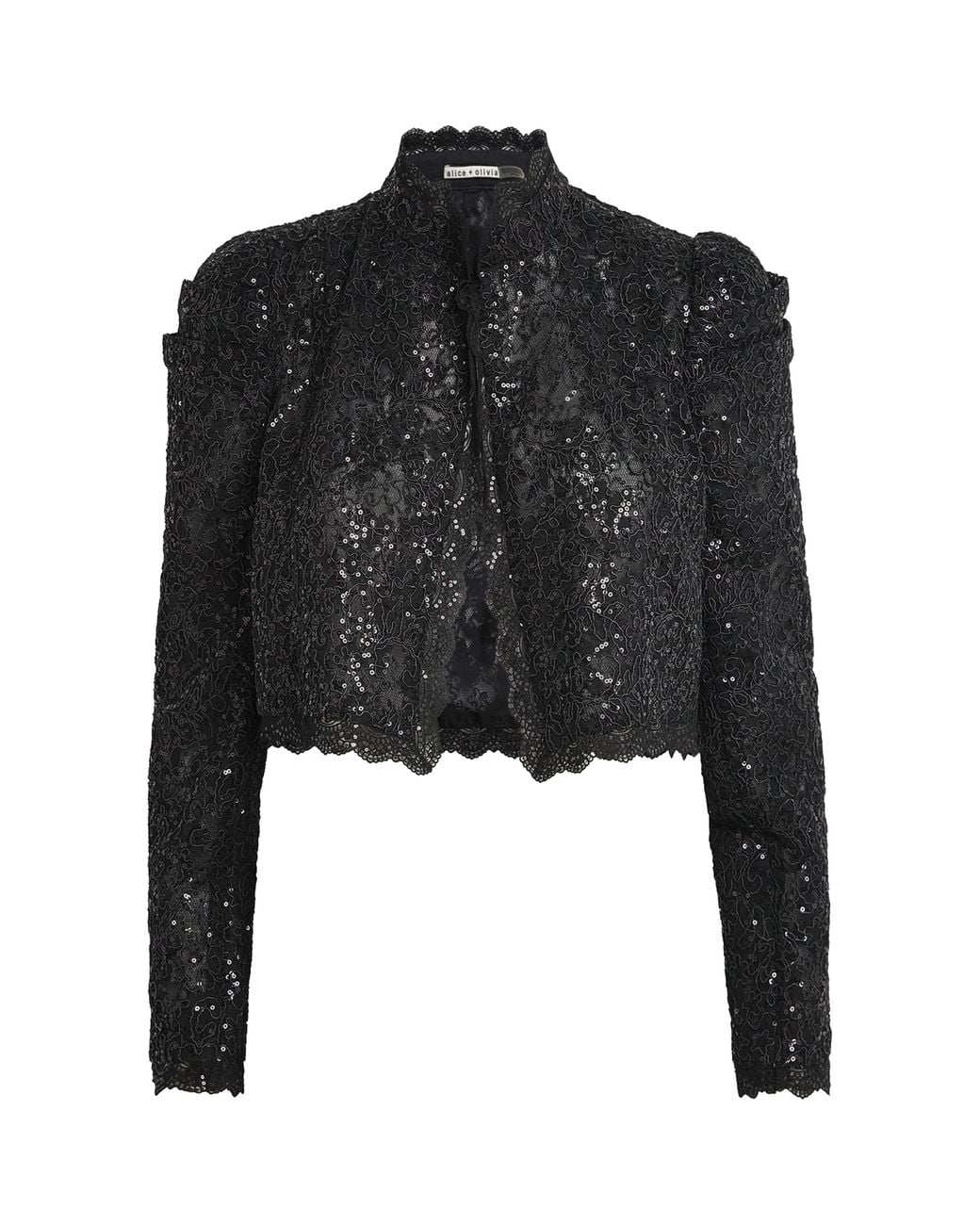 Alice + Olivia Black Embellished Lace Thomasina Jacket